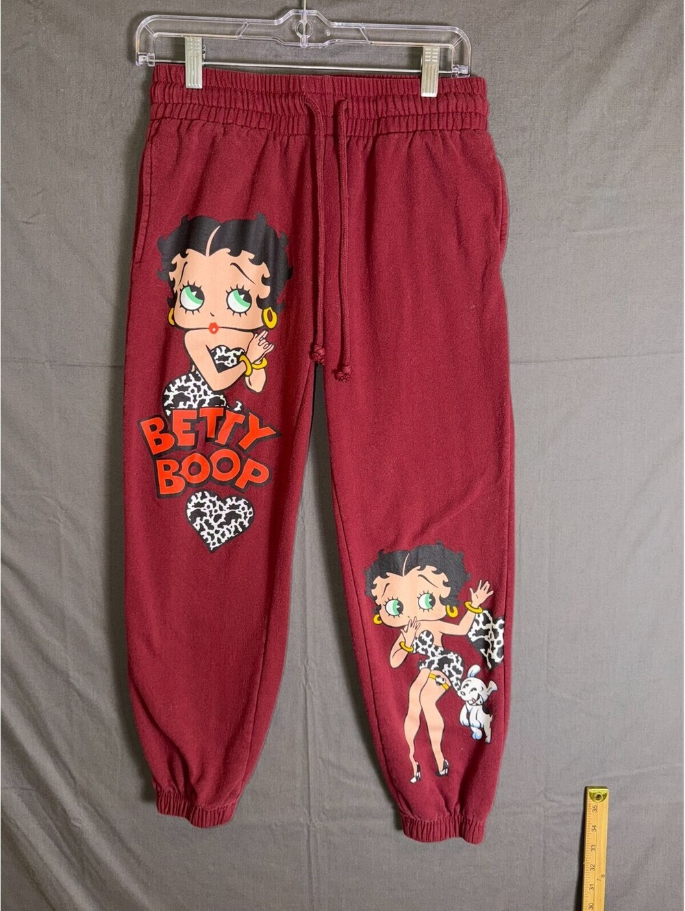 Betty Boop Sweatpants Women’s Size S Rich Red Graphic Fleece Pants